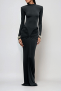 Cesarina Deconstruct Ruch Bodycon Maxi Dress In Black