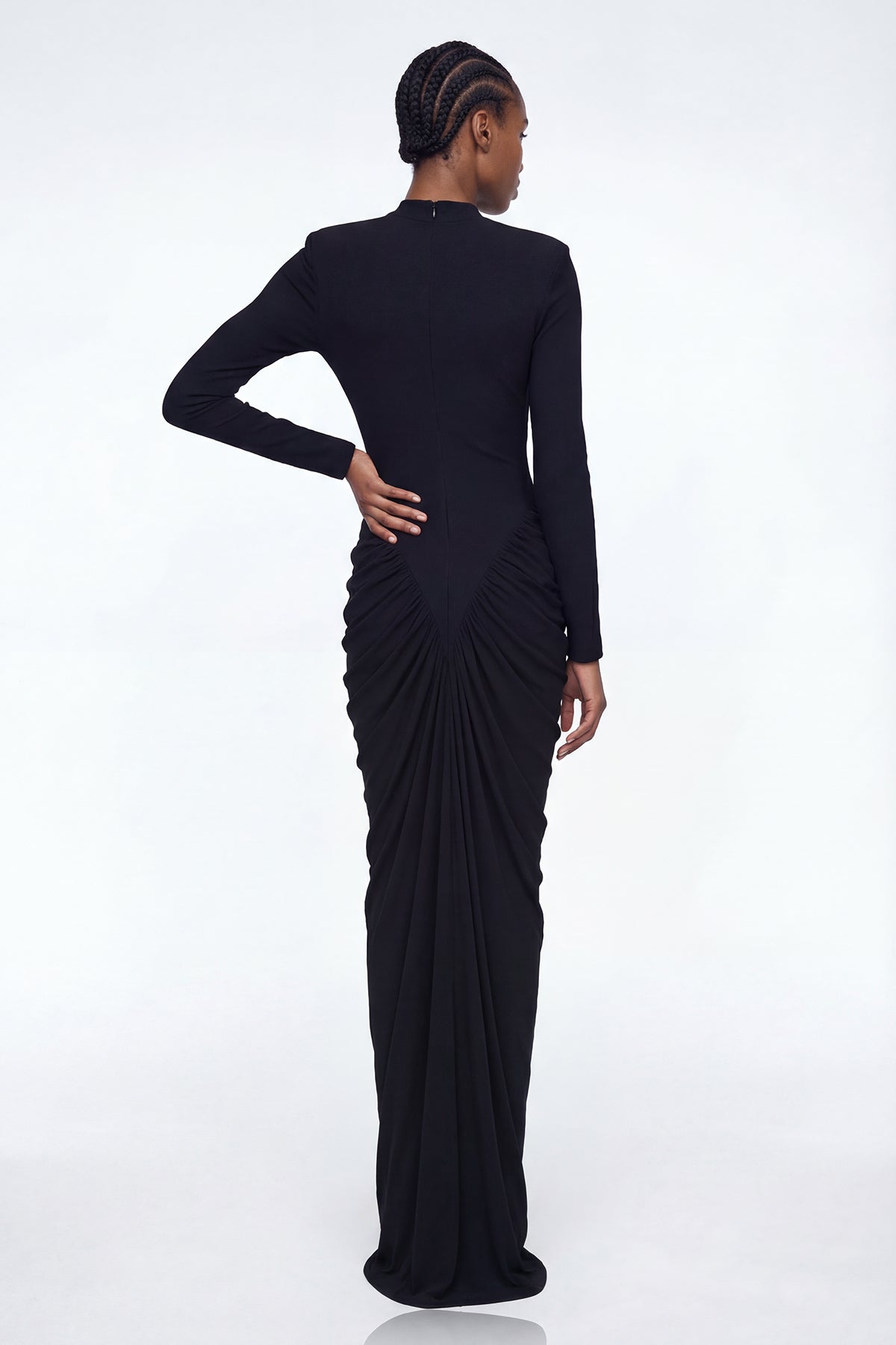 Cesarina Deconstruct Ruch Bodycon Maxi Dress In Black