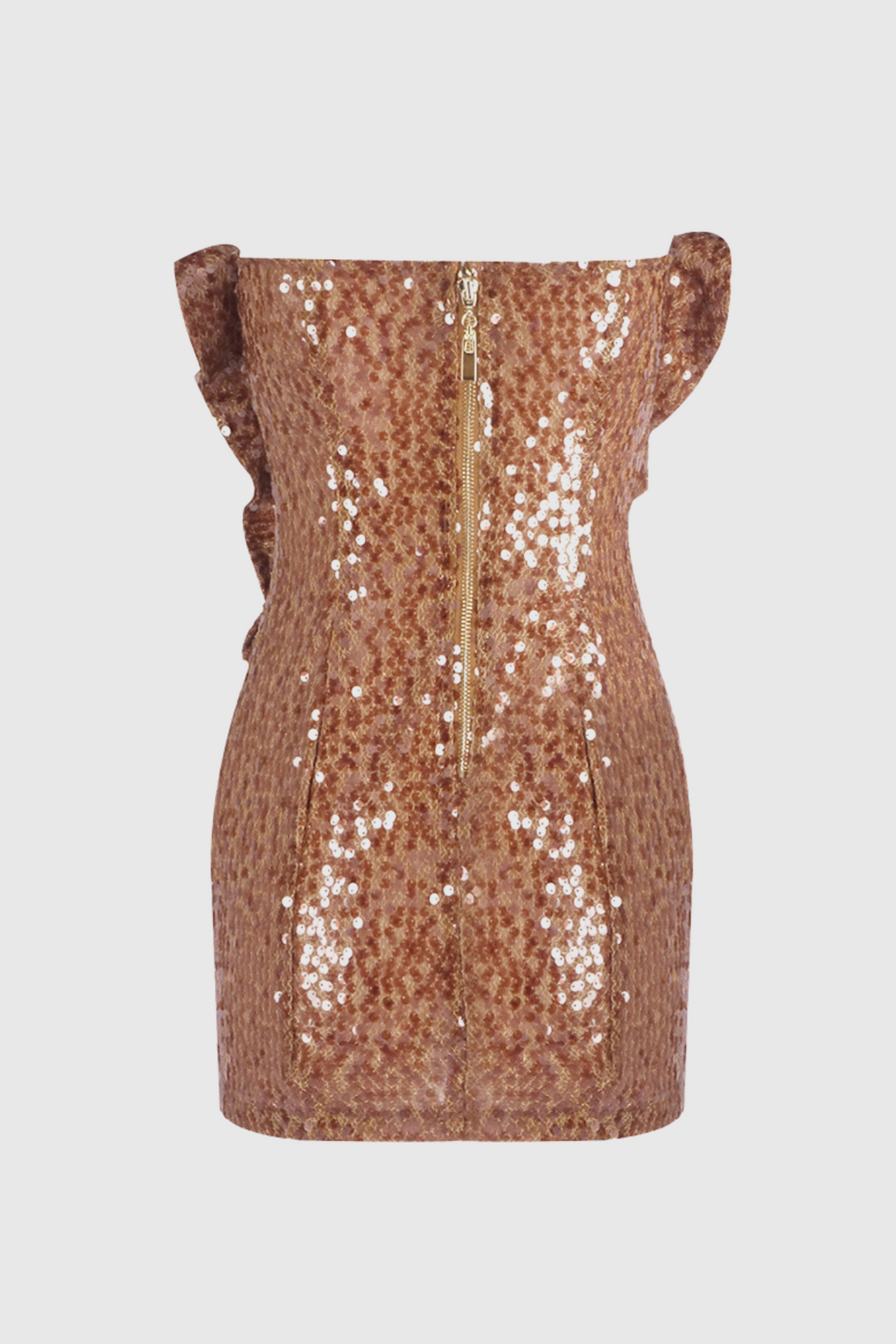 Charae Sequin Floral Strapless Mini Dress