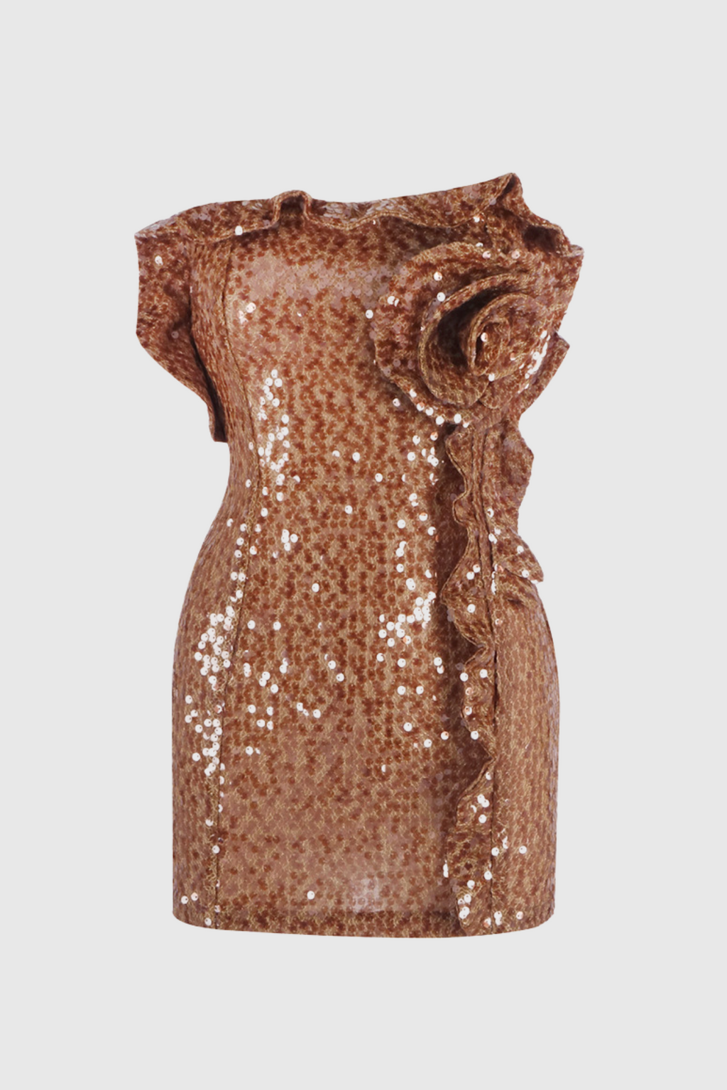 Charae Sequin Floral Strapless Mini Dress