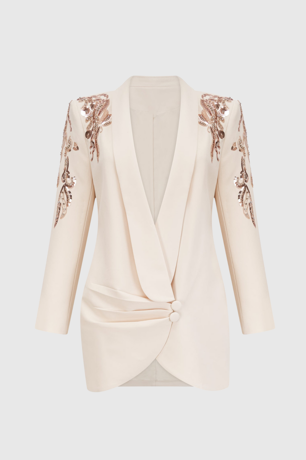 Charnita Sequin Embellished Blazer Dress - Beige