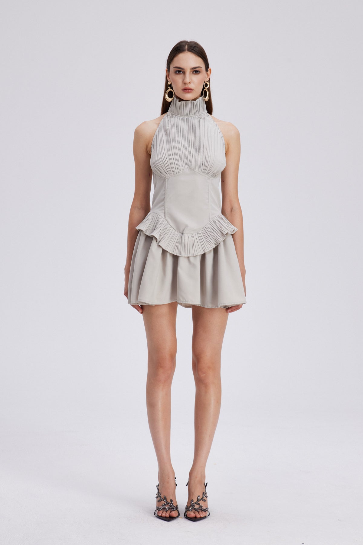 Chaya Ruch Halter Neck Ruffle Mini Dress