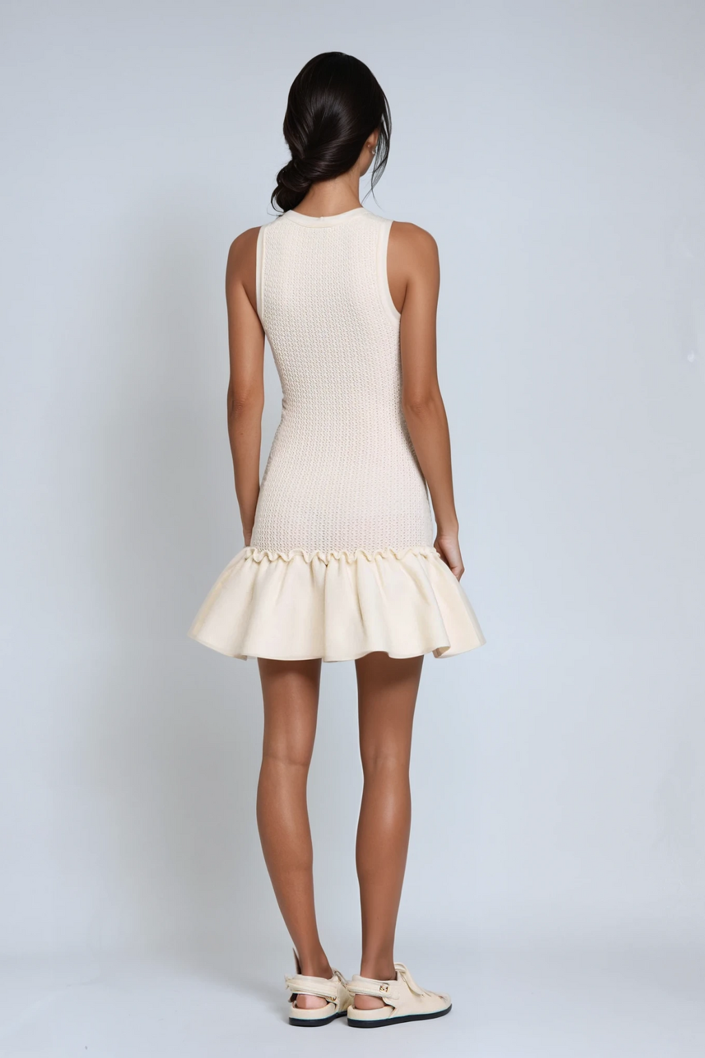Chema Sleeveless Ruffle Knit Mini Dress
