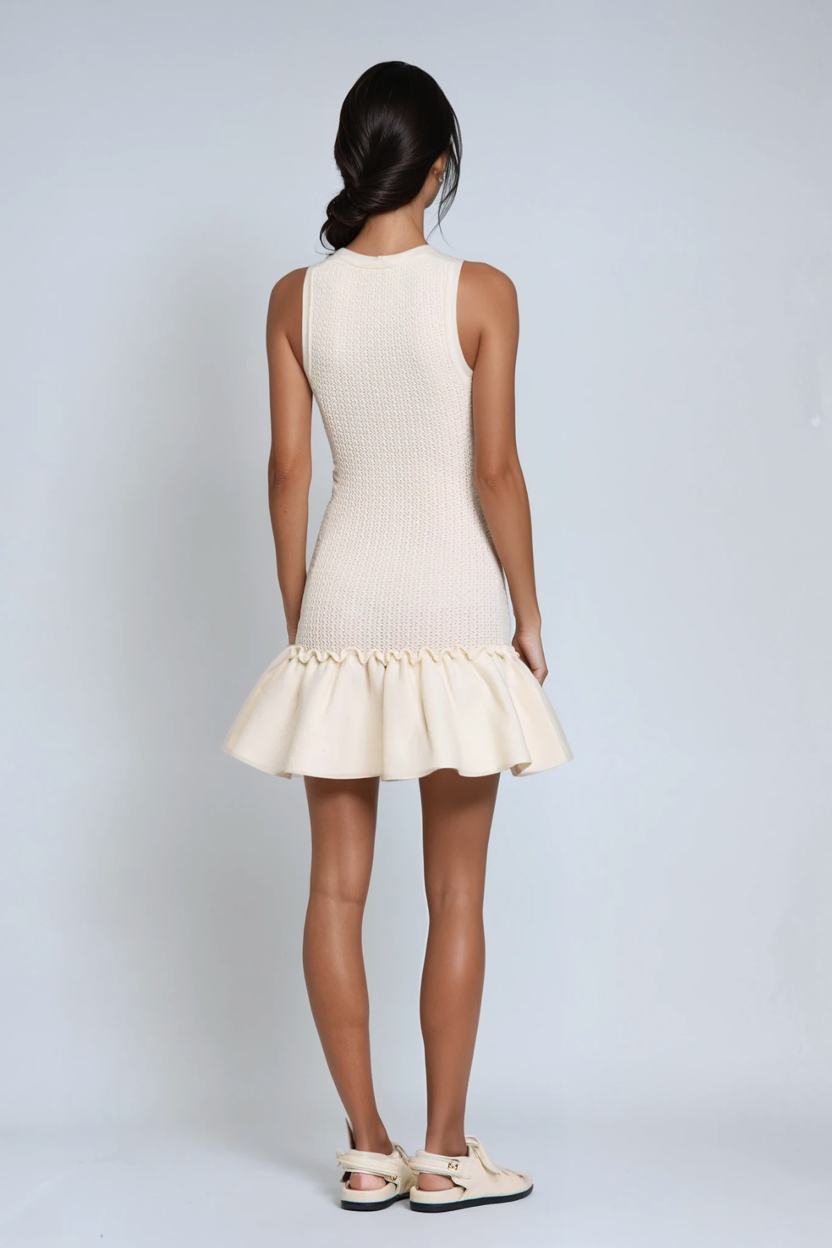 Chema Sleeveless Ruffle Knit Mini Dress