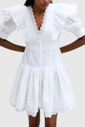 Chinelo Plunge Balloon Sleeve Mini Dress