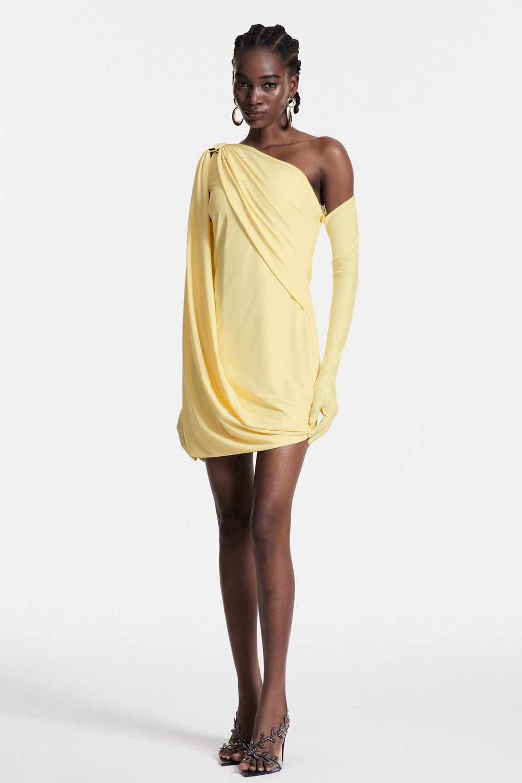Chlodechilda Shawl Asymmetric Mini Dress