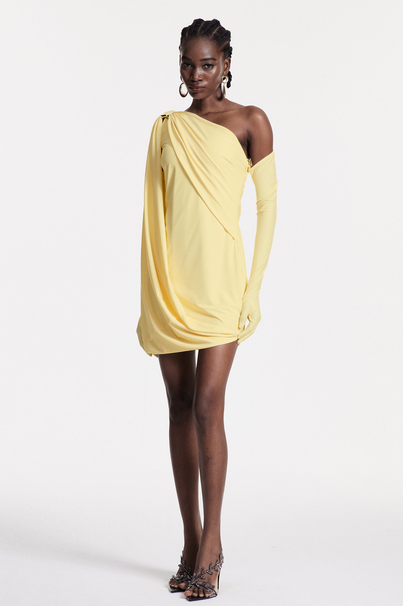 Chlodechilda Shawl Asymmetric Mini Dress