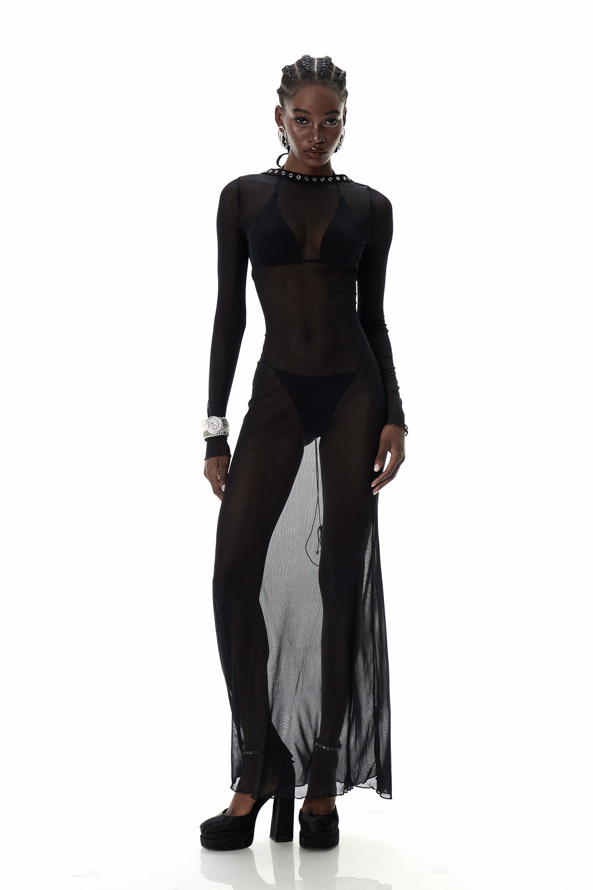 Cierra Backless Lace Up Maxi Dress