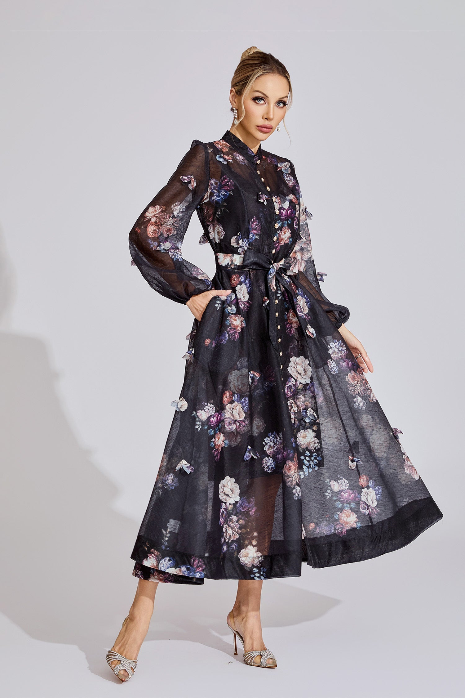 Clara Black Printed Maxi Dress