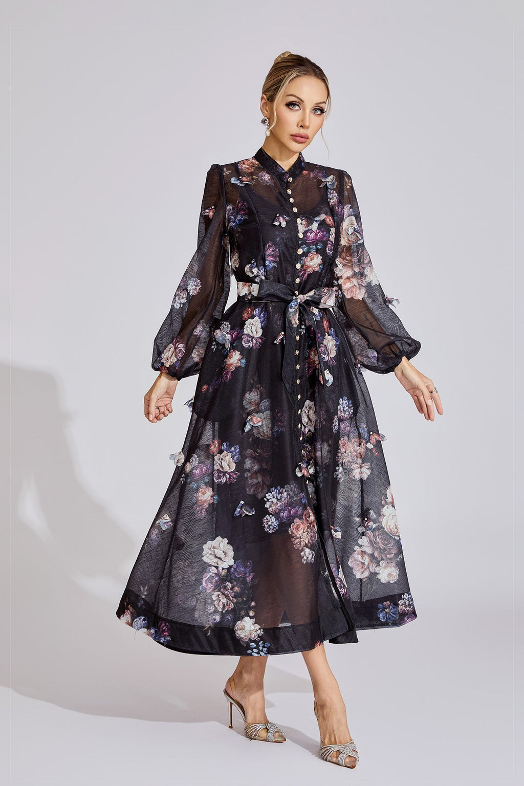 Clara Black Printed Maxi Dress