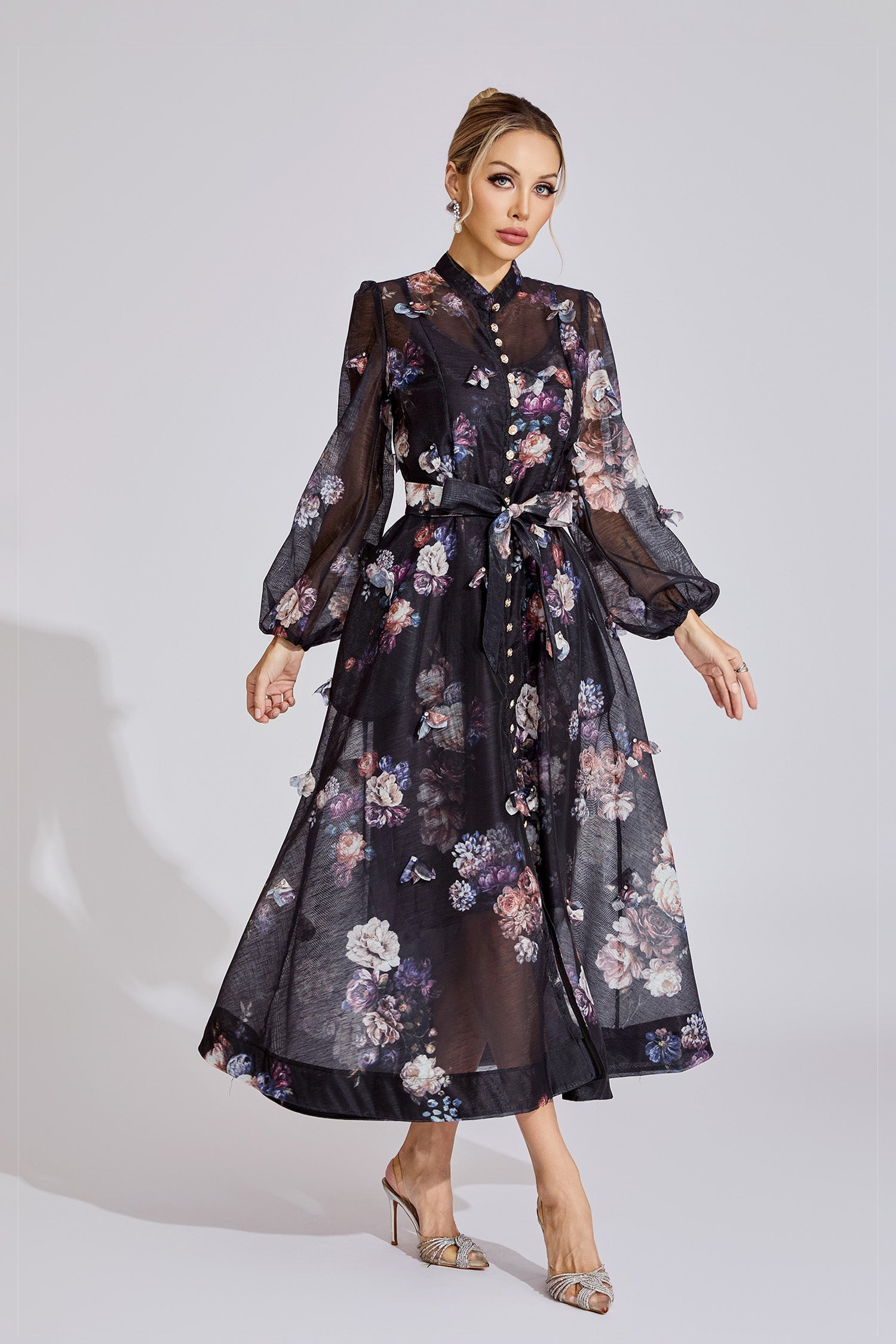 Clara Black Printed Maxi Dress