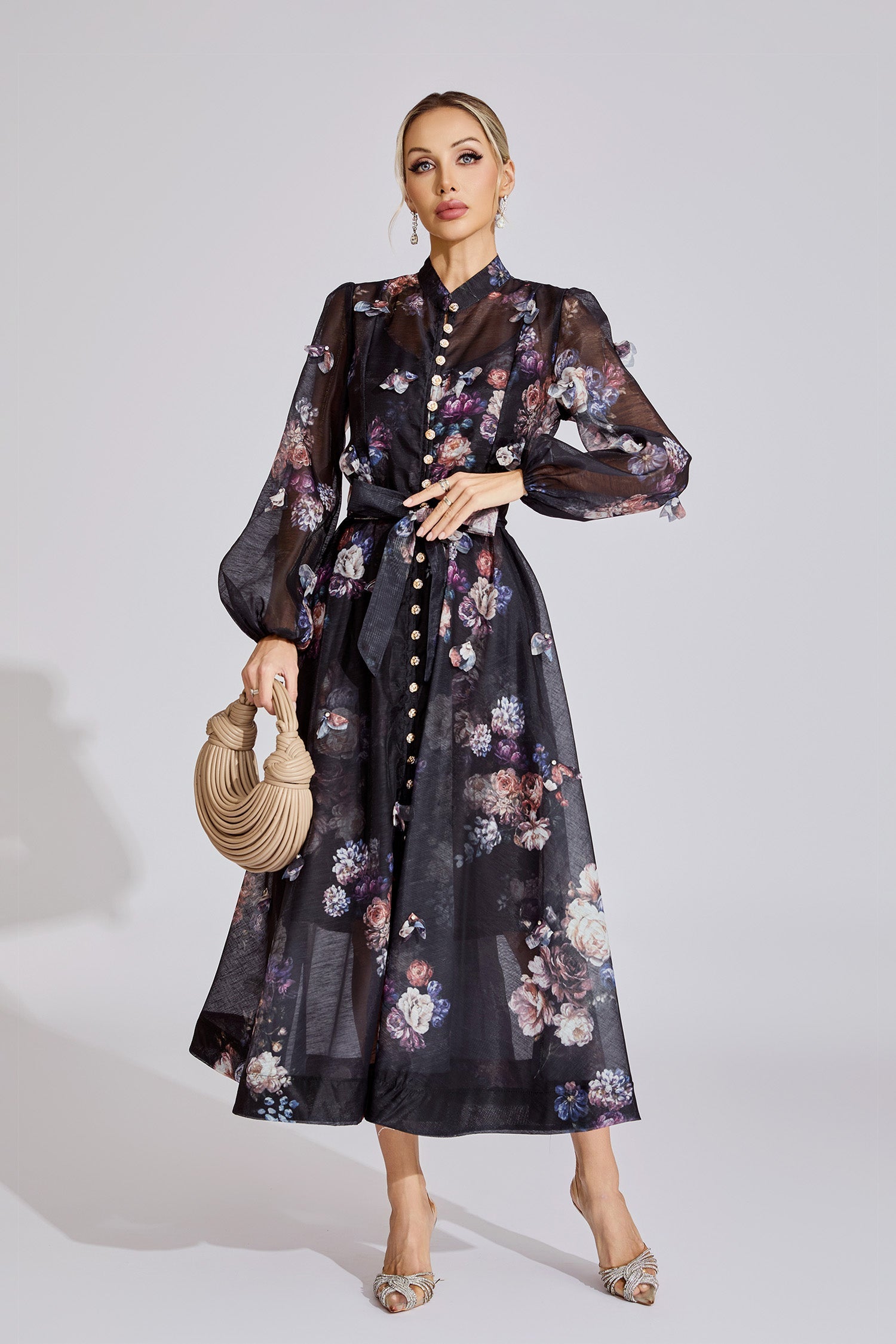 Clara Black Printed Maxi Dress