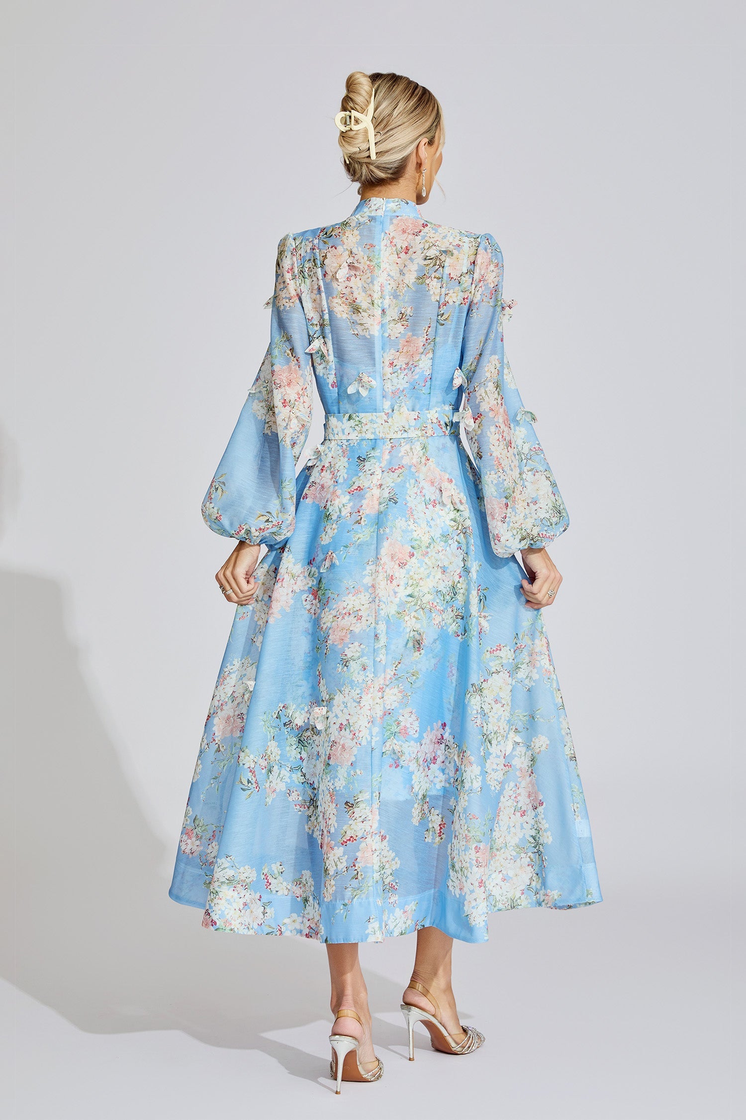 Clara Light Blue Printed Maxi Dress