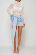 Clarence Lace Bow Satin Mini Dress