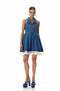 Cleo Sleeveless Ruffle Denim Mini Dress