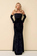 Velvet Splicing Fishtail Maxi Dress