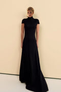 Minimalist High-neck Short-sleeved Maxi Dress