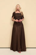 Pleated Design A- Line Maxi Dress
