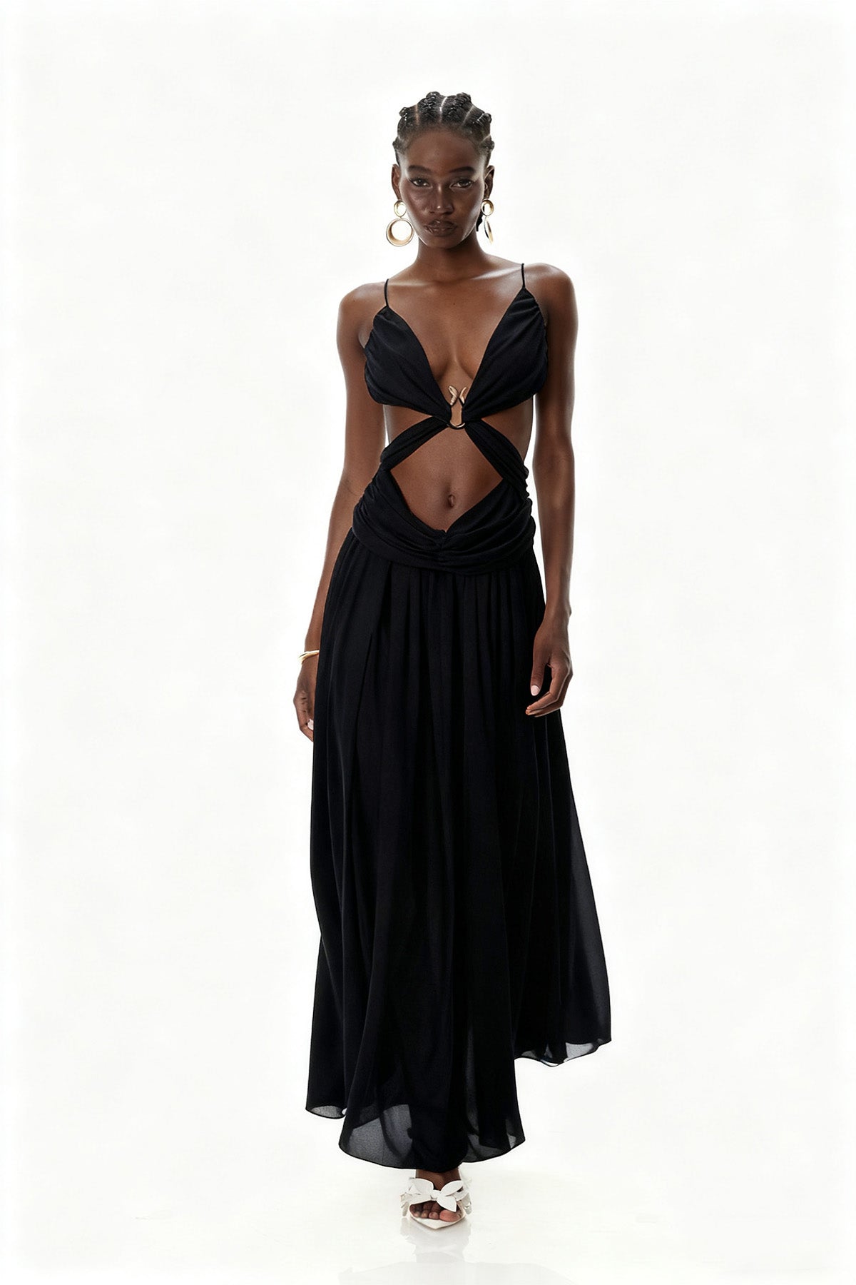 Crawford Spaghetti Cutout Maxi Dress In Black