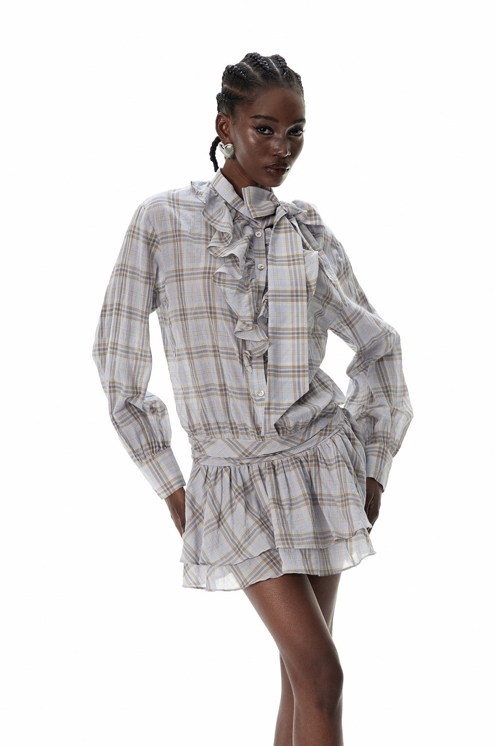Creighton Gird Bow Ruffle Mini Dress