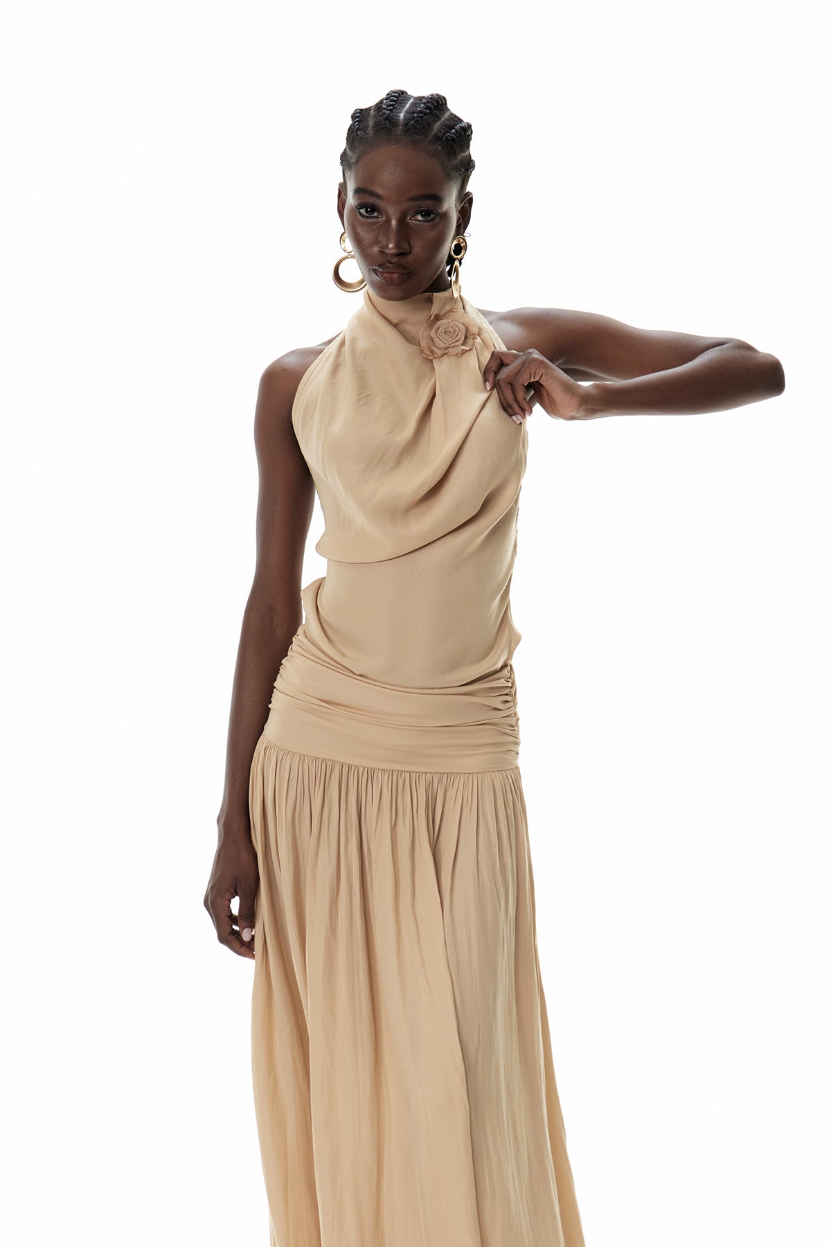 Crispian Flower Ruch Maxi Dress