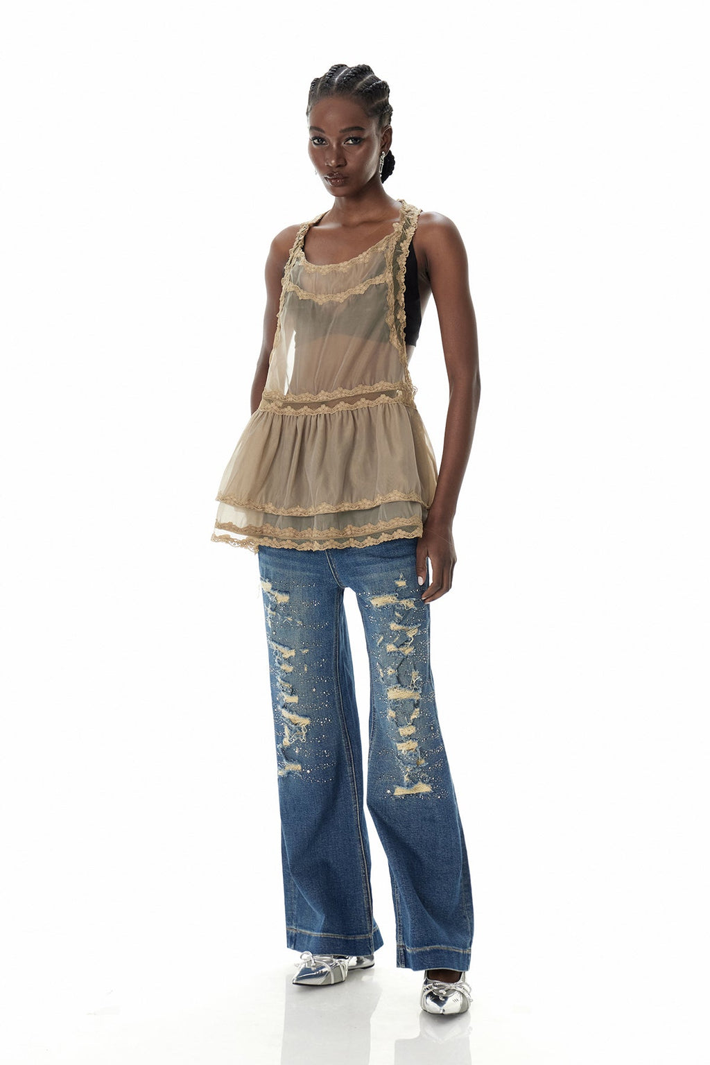 Cyneburg Lace Mesh Mini Dress