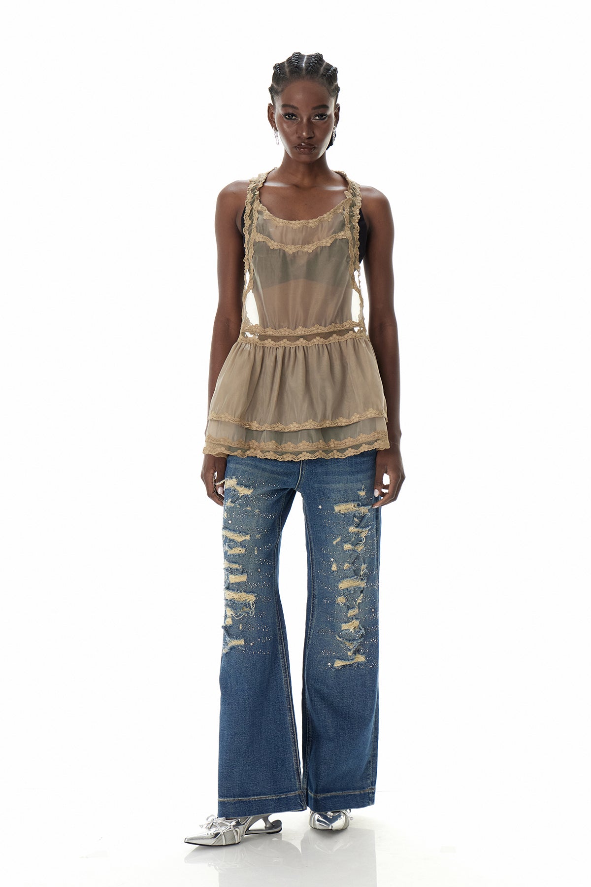 Cyneburg Lace Mesh Mini Dress