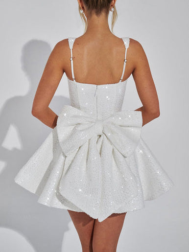 Elegant Square Neck A-Line Mini Dress