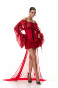 Dainius Off Shoulder Corset Ruffle Mini Dress In Red