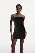 Daly Bow Stripe Mini Dress In Black