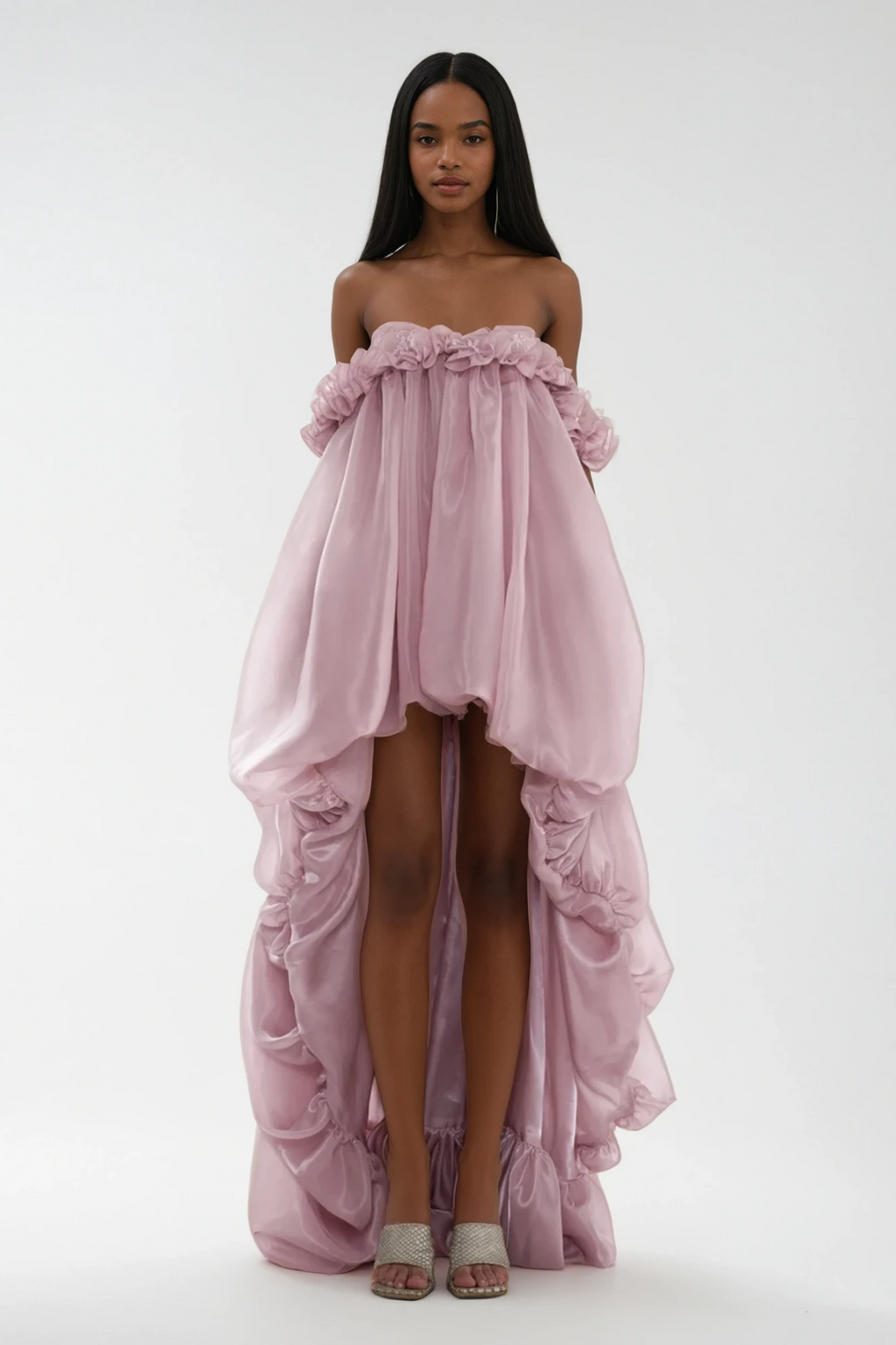 Damira Flower Off Shoulder Asymmetric Maxi Dress