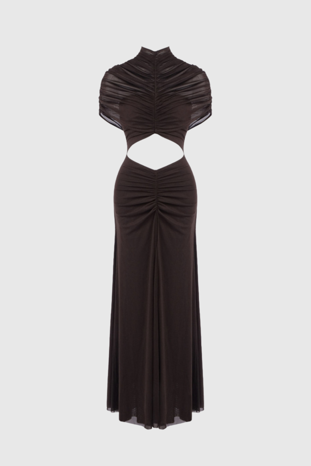 Dandi Ruch Cutout Mesh Maxi Dress