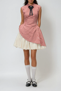 Danette Sleeveless Grid Deconstruct Mini Dress
