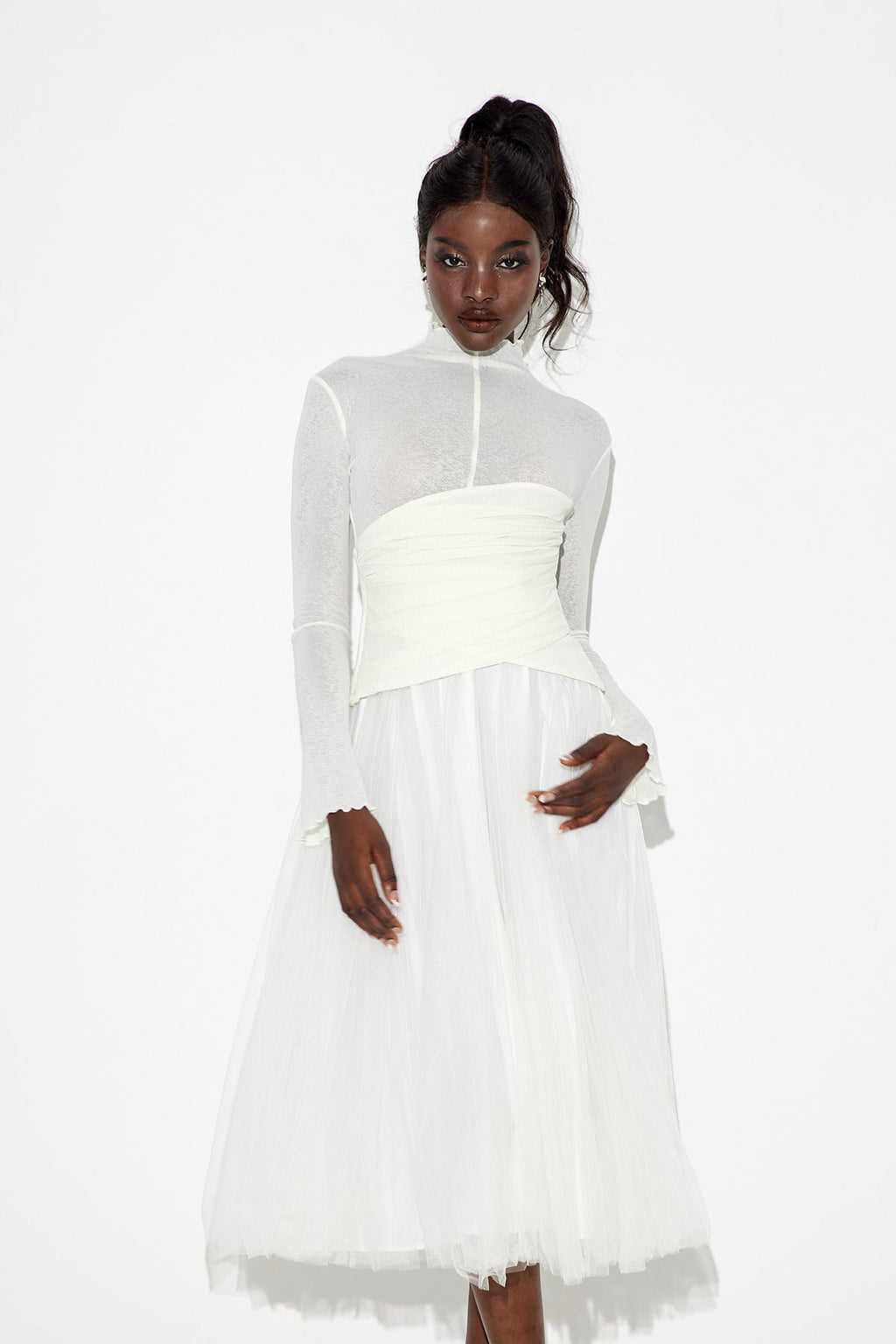 Daniels High Neck Ruch Maxi Dress