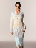 Daouda Long Sleeve Hayley Maxi Dress In Blue
