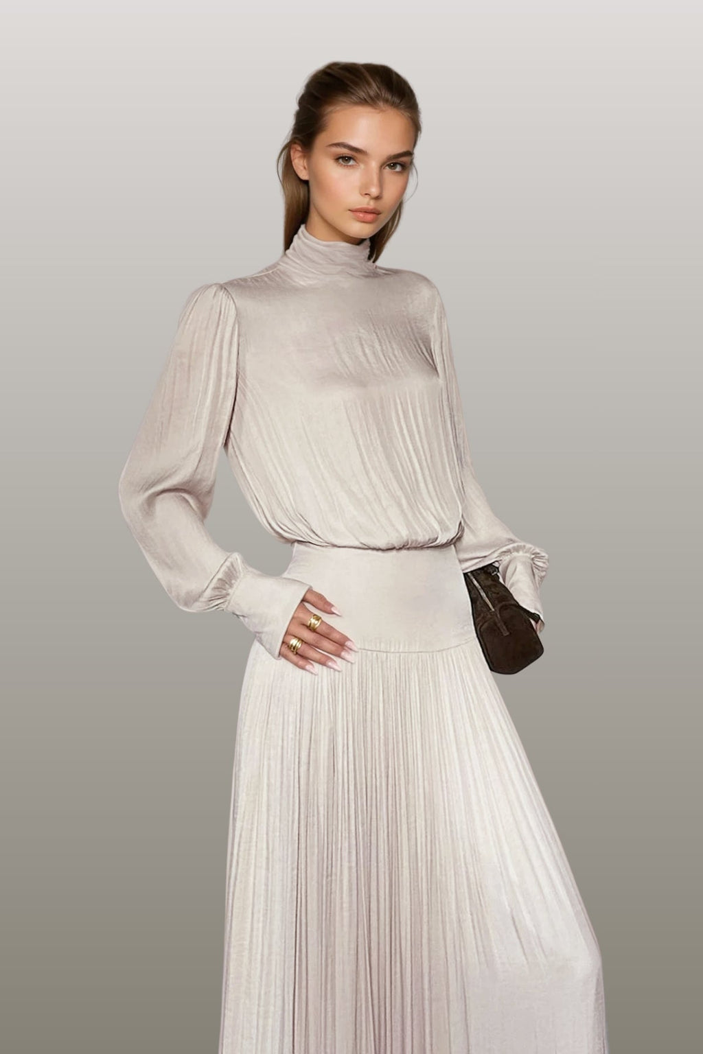 Darina Balloon Sleeve Ruch Maxi Dress