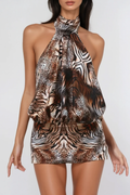 Darnell Leopard Halter Neck Mini Dress