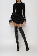 Dayo Fringe Crystal Mini Dress In Black