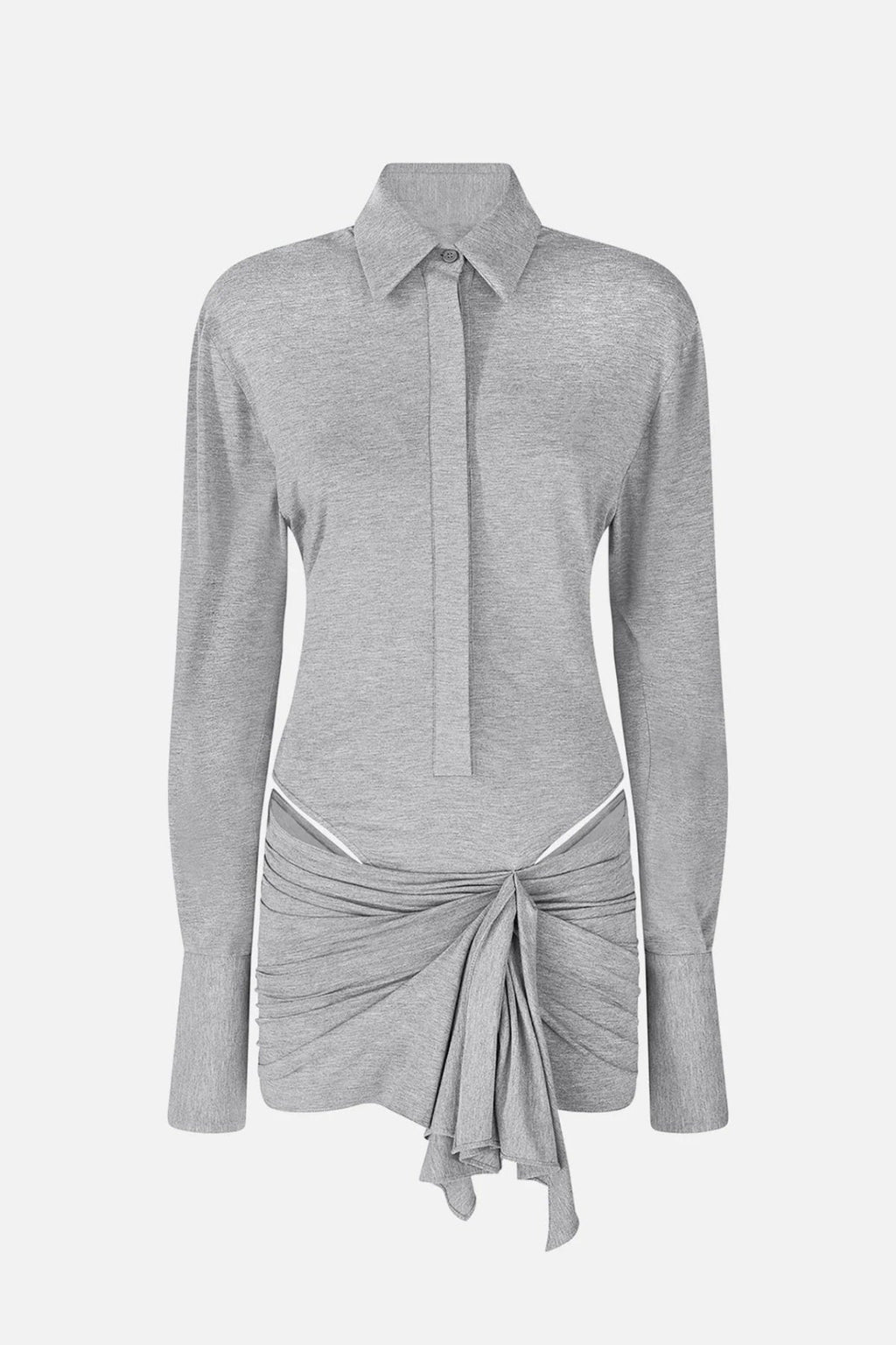 Dehaia Plunge Cutout Ruched Mini Dress - Grey