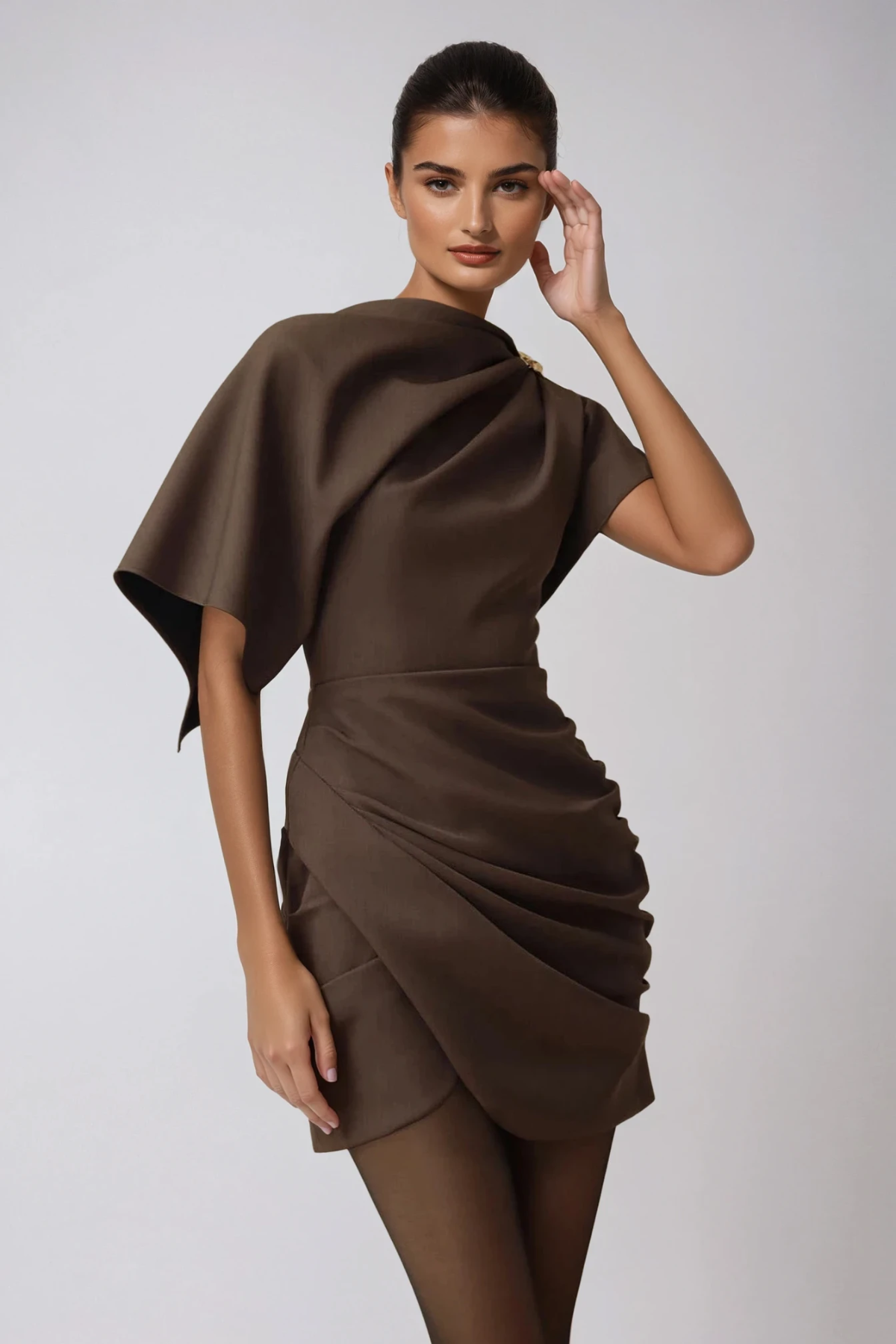 Deirdre Shawl Ruch Mini Dress