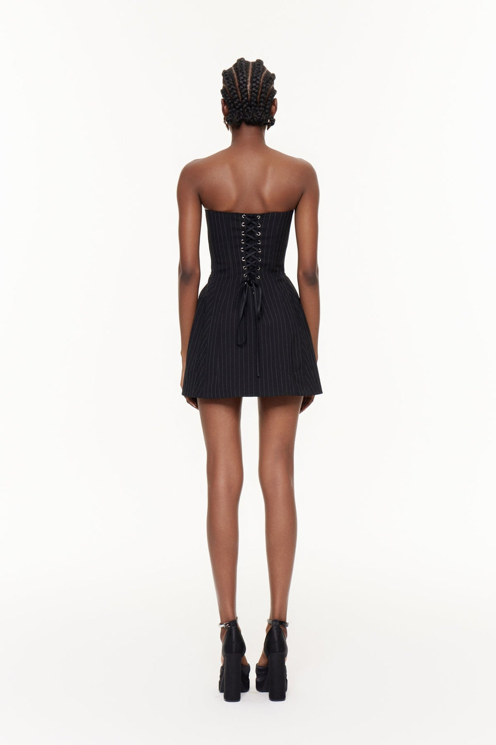 Demophon Strapless Stripe Mini Dress