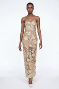 Denica Strapless Flower Maxi Dress
