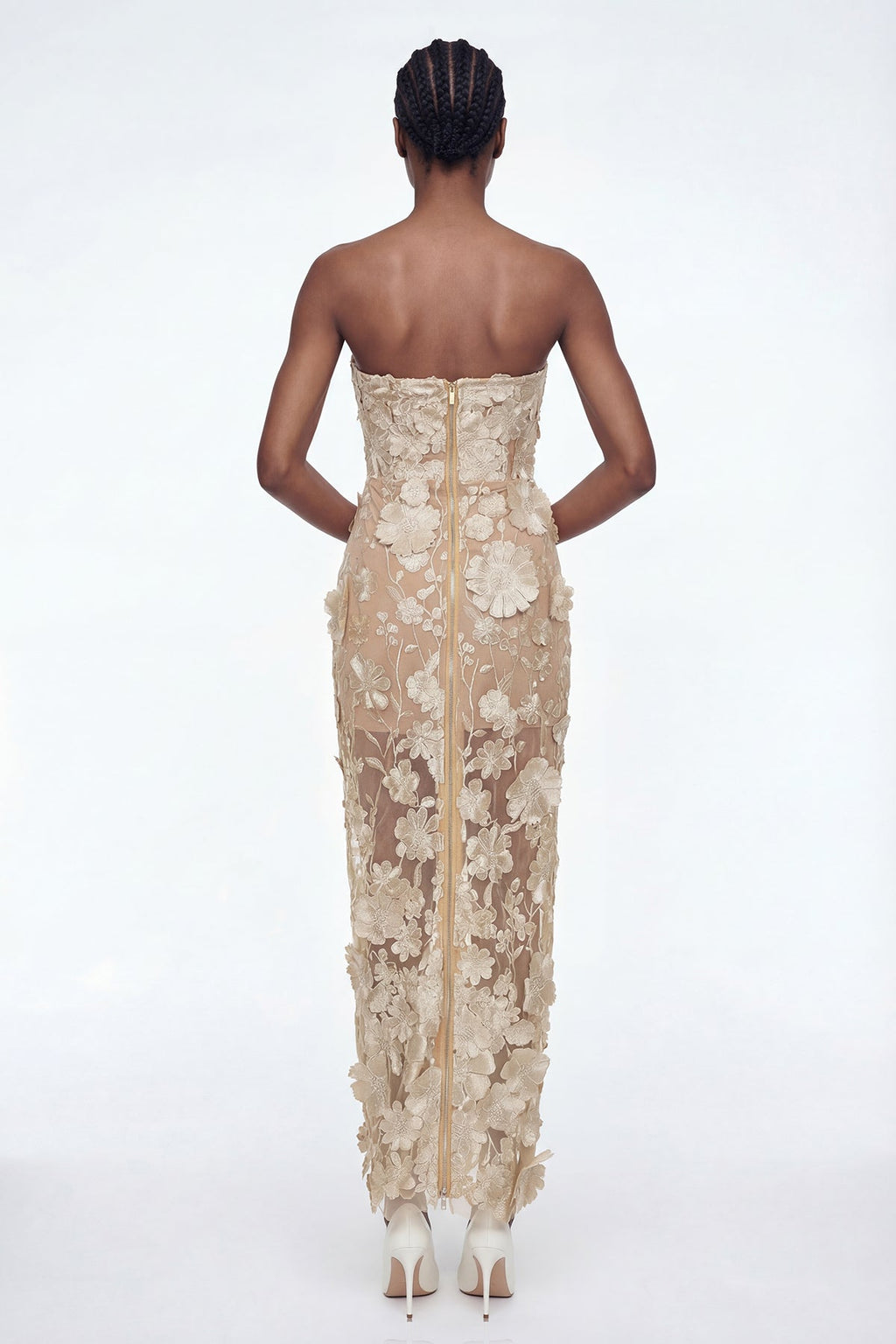 Denica Strapless Flower Maxi Dress