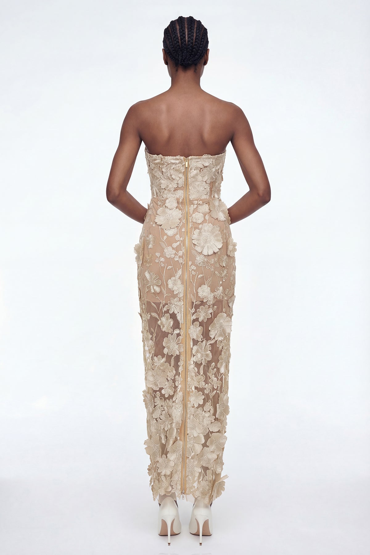 Denica Strapless Flower Maxi Dress