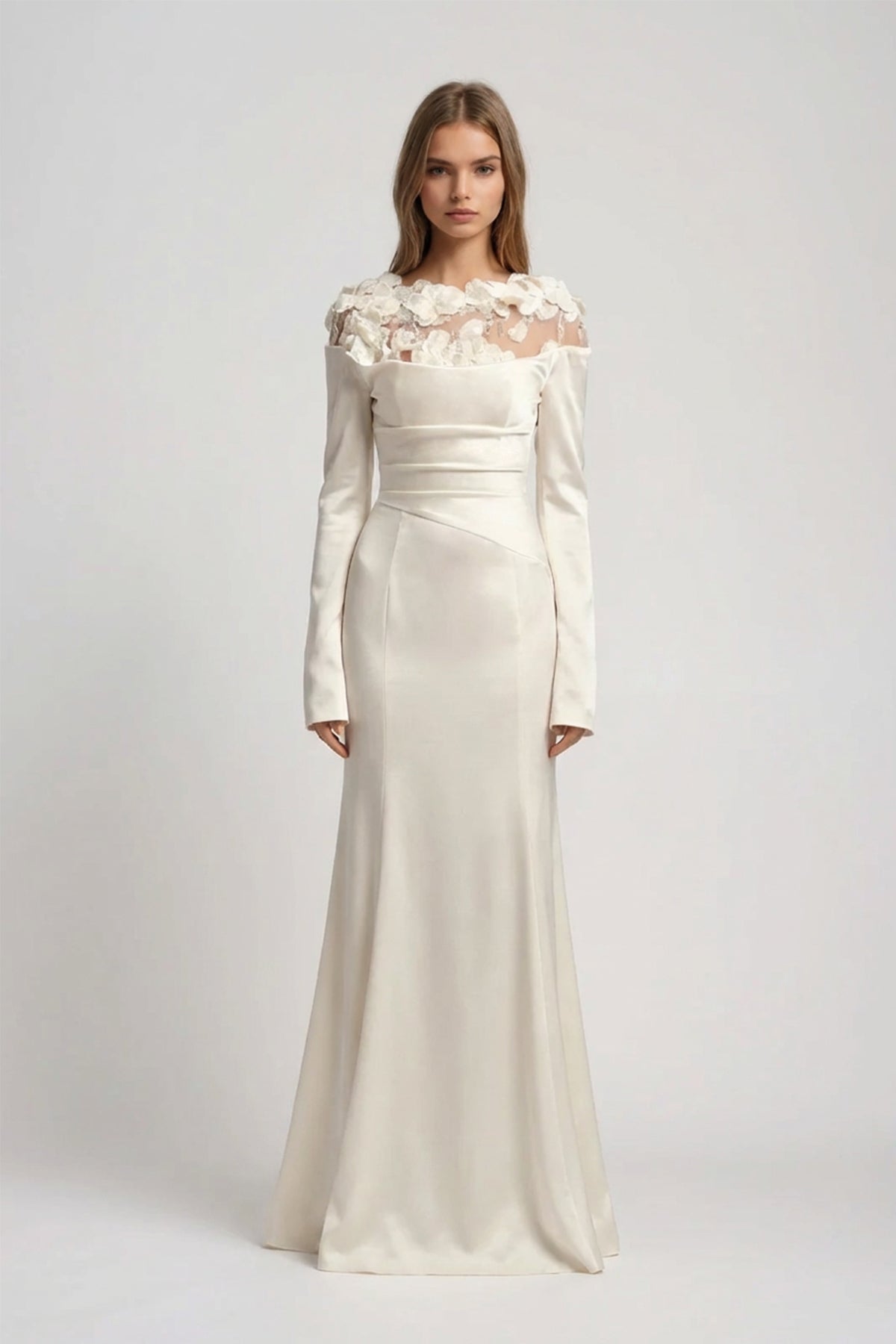 Dennis Flower Deconstruct Maxi Dress In Apricot