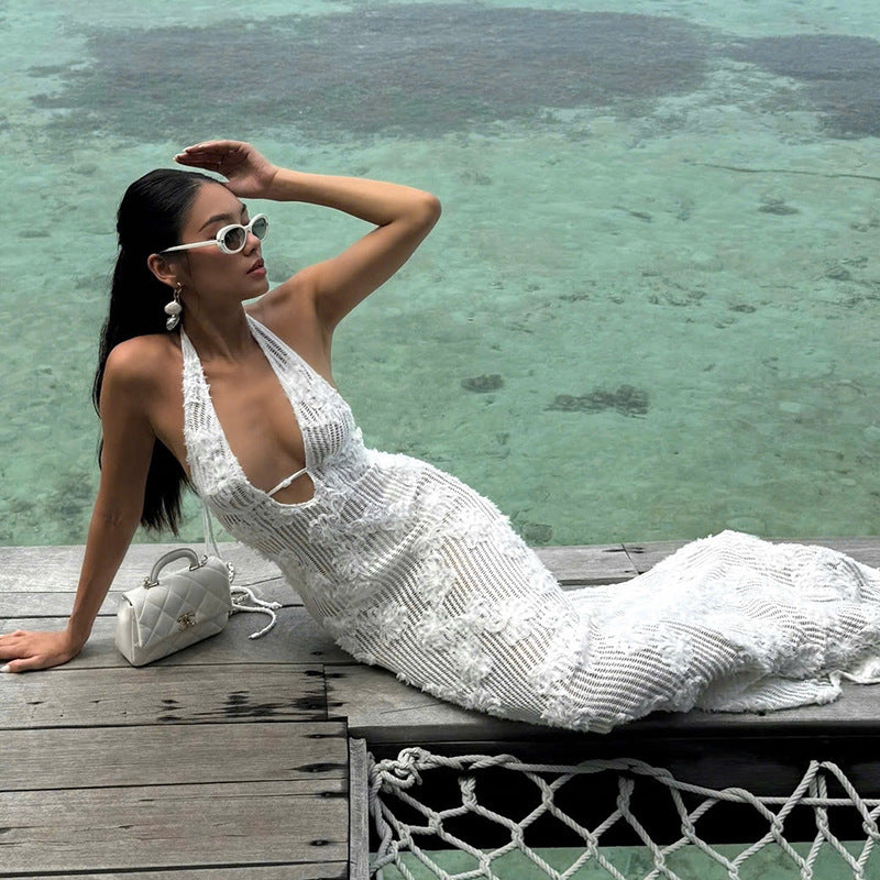 Arlette | Hanging Neck Sleeveless Maxi Dress