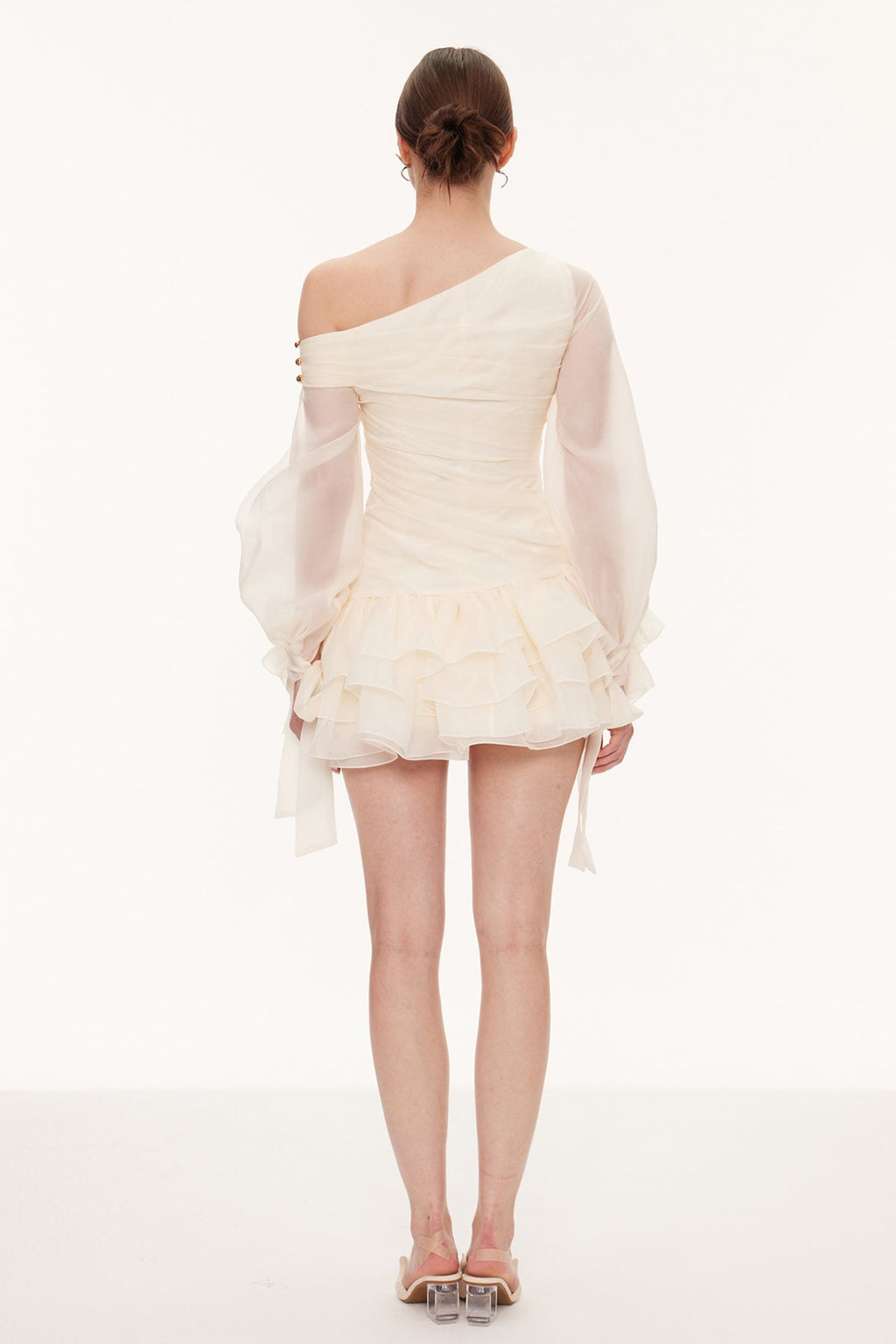 Deshaun Bow Asymmetric Puffy Mini Dress