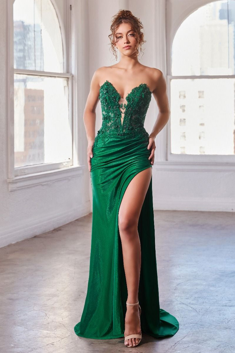 Desirae Gown - Strapless Lace Appliqu¨¦ Dress