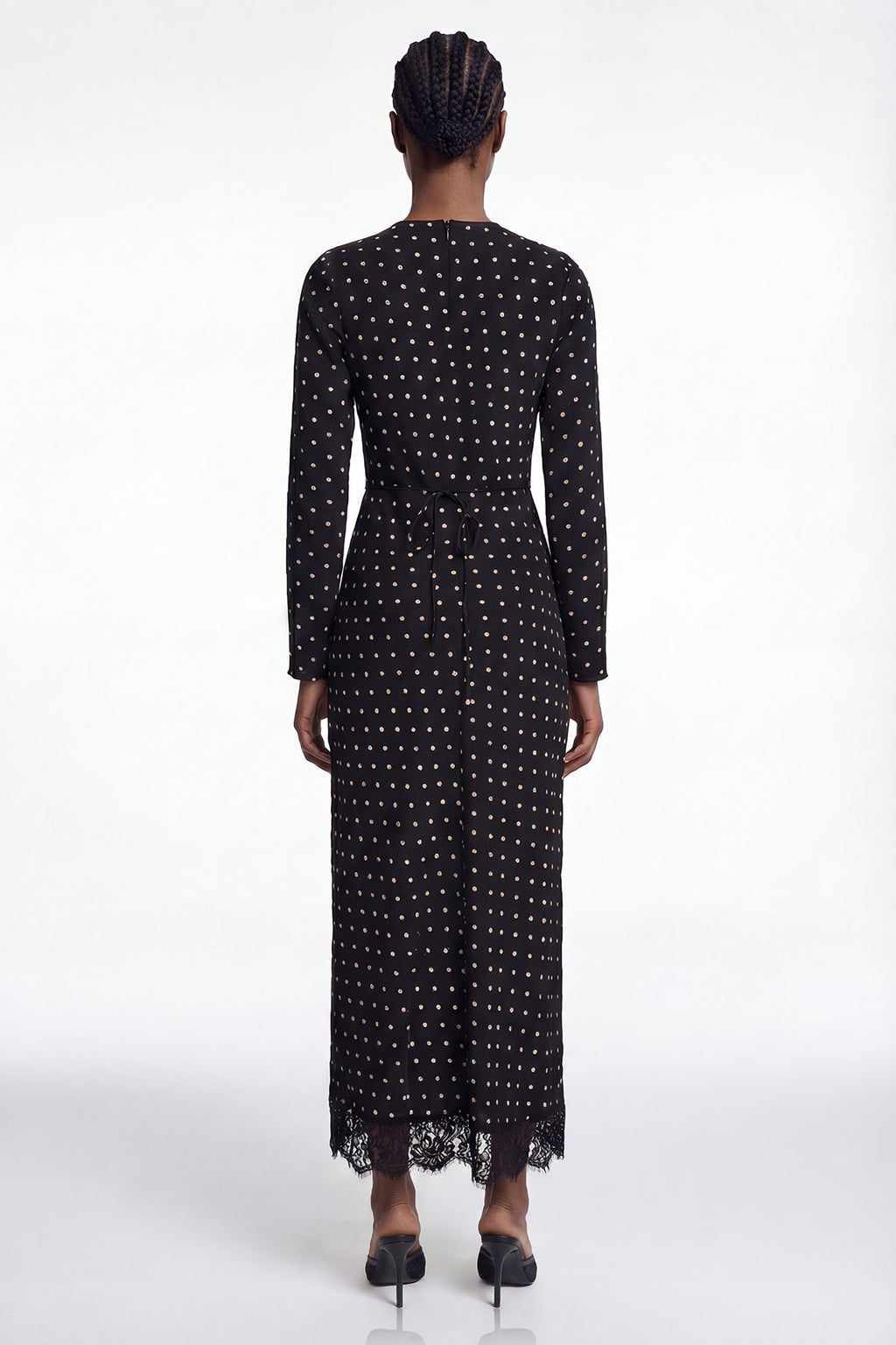 Devonte Dot Flower Lace Maxi Dress In Black