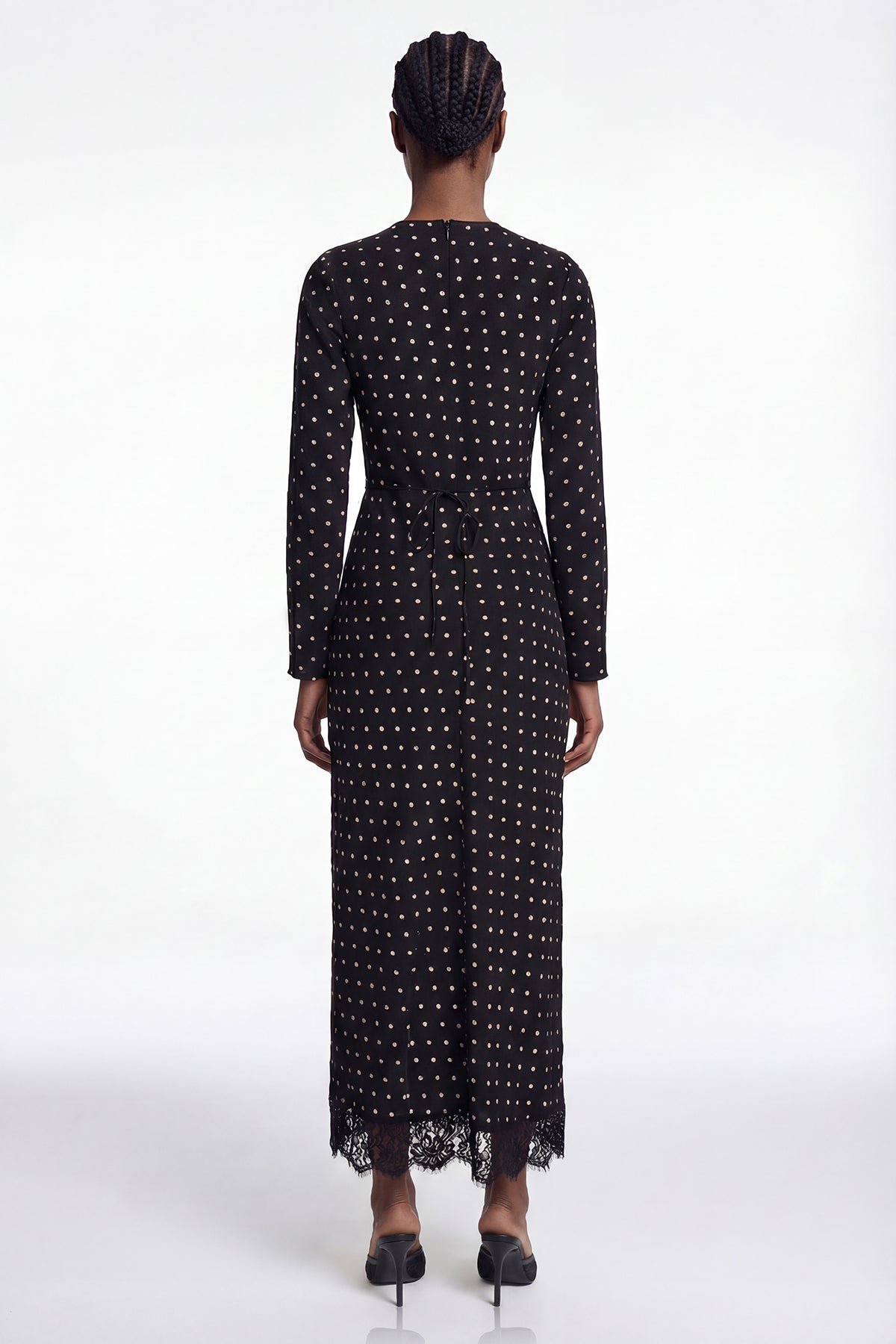Devonte Dot Flower Lace Maxi Dress In Black